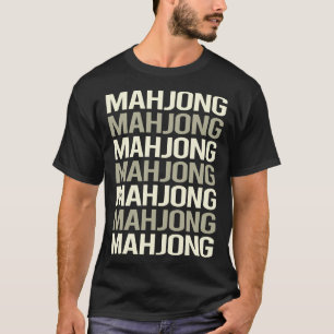 T-shirt Texte blanc Mahjong Majong Mah Jong Mah Jongg