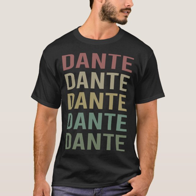 T-shirt Texte coloré Art - Nom Dante (Devant)