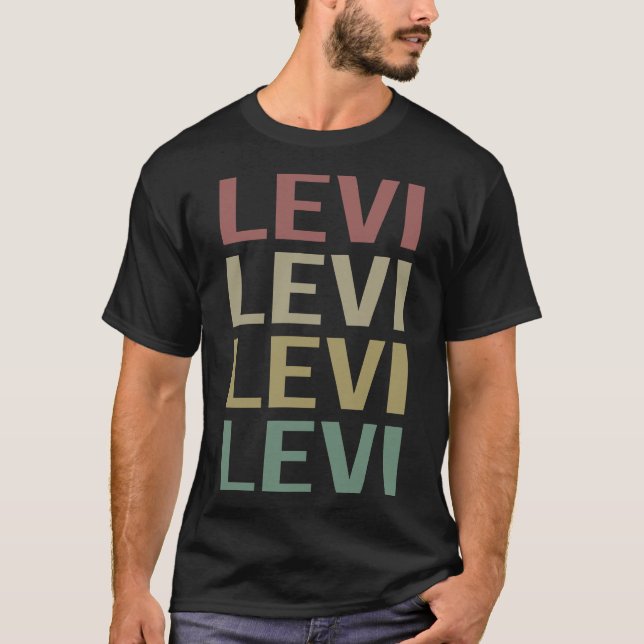 T-shirt Texte coloré Art - Nom Levi (Devant)