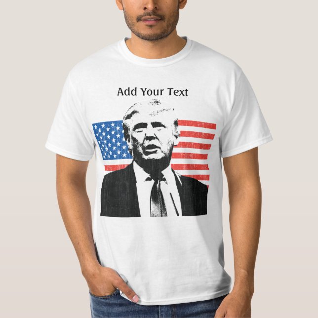 T-shirt Texte de coutume de drapeau américain de Donald (Devant)