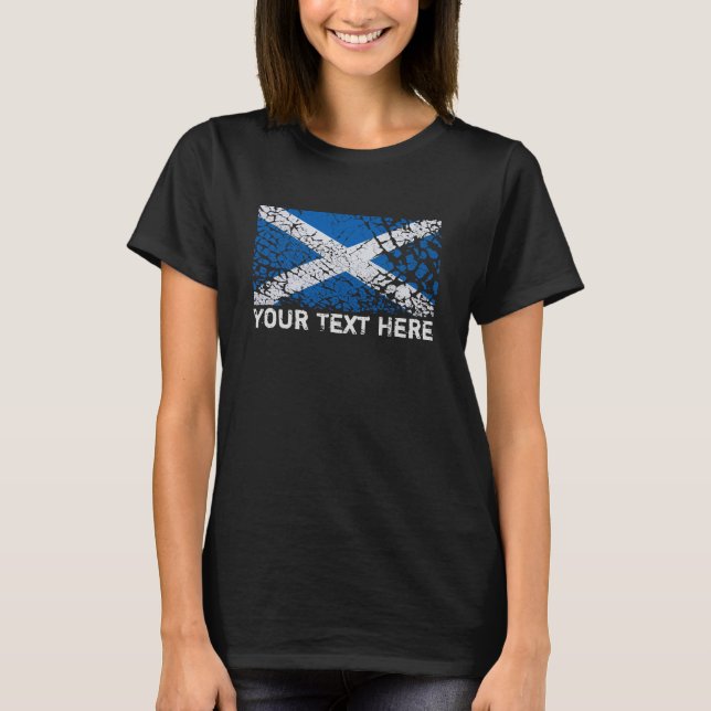 T-shirt Texte de l'Ecosse + Drapeau écossais grunge (Devant)