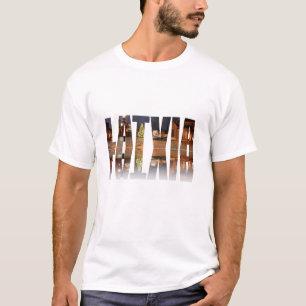 T-shirt Texte de Lettonie avec Carré Dome avec arbre de No