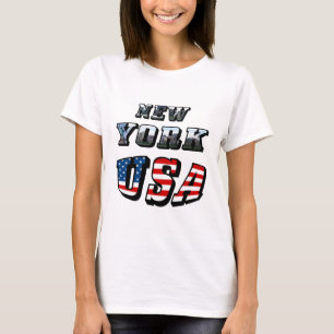 T-shirt Texte de l'image de New York et du drapeau des Éta