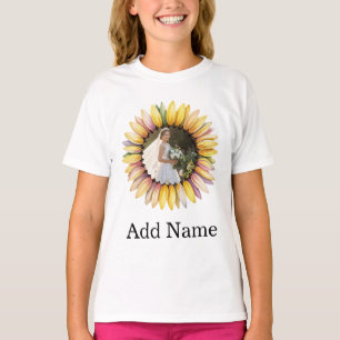 T-shirt Texte de nom de photo personnalisé Tournesol perso