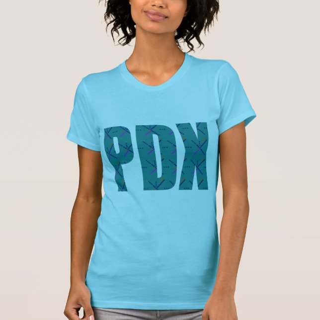 T-shirt Texte de tapis d'aéroport de PDX Portland (Devant)