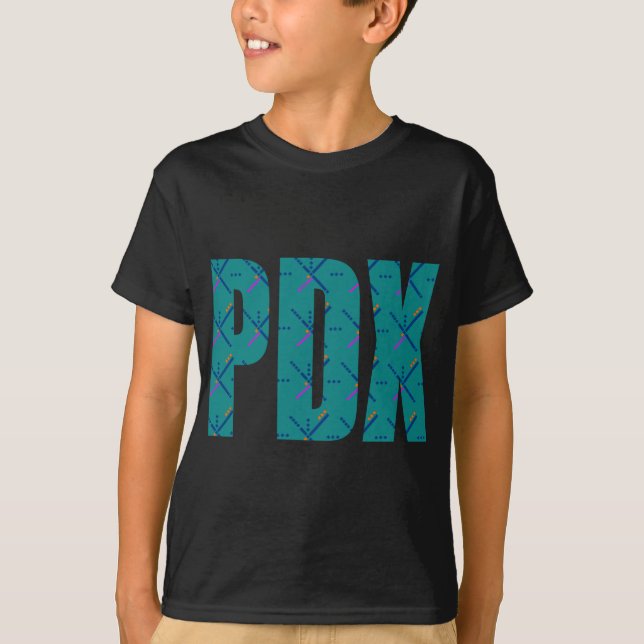 T-shirt Texte de tapis d'aéroport de PDX Portland (Devant)