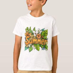 T-shirt Texte d'été - Design floral d'été