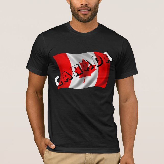 T-shirt Texte du Canada sur le drapeau canadien (Devant)