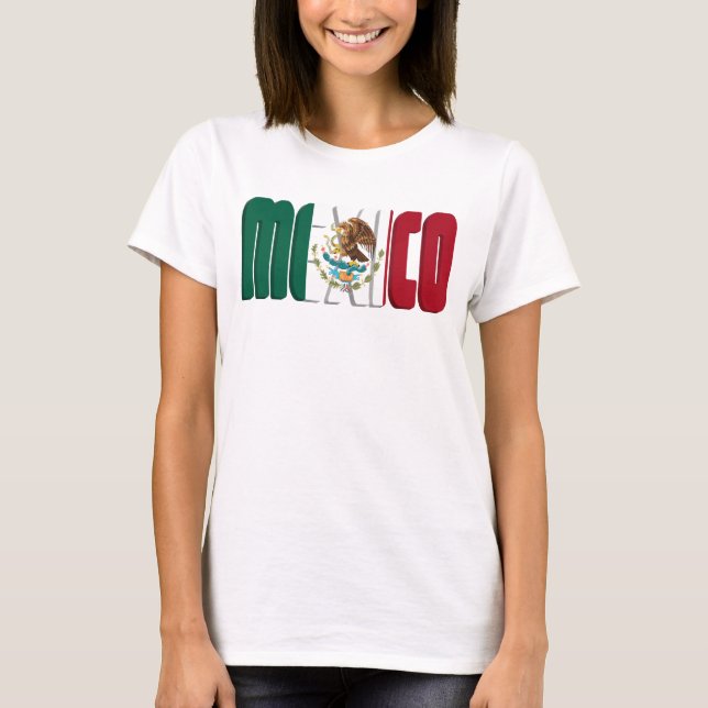 T-shirt Texte du drapeau MEXICO (Devant)