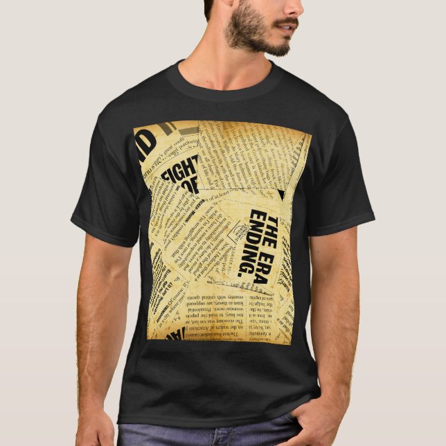 T-shirt Texte du journal de presse avec vieux papier (Devant)