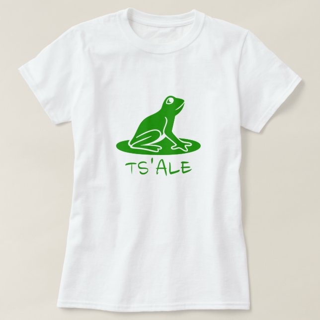 T-shirt Texte en Tsetsaut : ts’alε et une grenouille verte (Design devant)