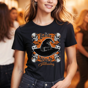 T-shirt Texte Moderne Personnalisé Femme Sorcière Hallowee
