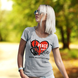 T-shirt Texte personnalisé Main de squelette moderne Paix 