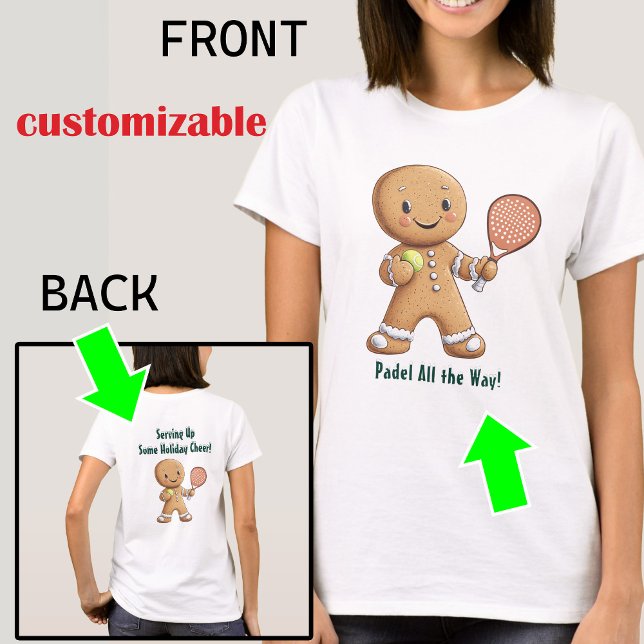 T-shirt 🎾 🎄 Texte personnalisé, Noël propulsé par Padel (Custom text, Padel Powered Christmas T-Shirt)