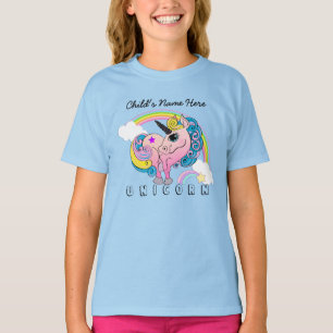 T-shirt Texte Personnalisé/ Pastel Unicorn Joli nuages Arc