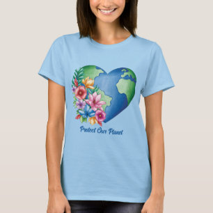 T-shirt Texte personnalisé Planète Terre Coeur