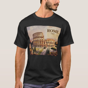 T-shirt Texte personnalisé Rome Italie Colisée Aquarelle R