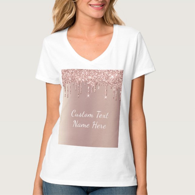 T-shirt texte personnalisé rose Parties scintillan (Devant)