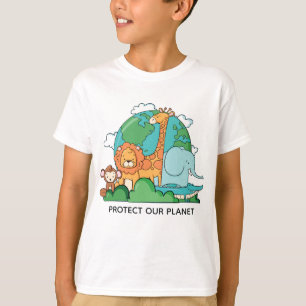T-shirt Texte personnalisé Terre avec animaux