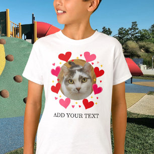 T-shirt Texte Photo Personnalisé Cœurs Rouges Enfants Pers