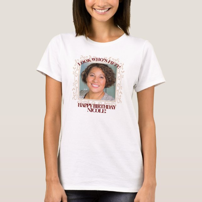 T-shirt Texte photo personnalisé| Créez votre propre 50e a (Devant)