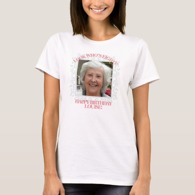 T-shirt Texte photo personnalisé| Créez votre propre 80e a (Devant)