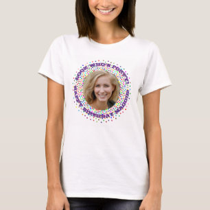 T-shirt Texte photo personnalisé Dots Arc-en-ciel 40e ann