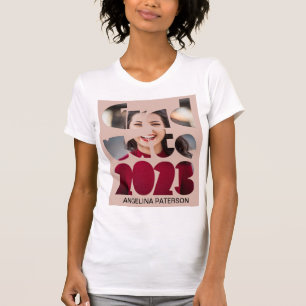 T-shirt Texte rose moderne et photo de diplômé 2023
