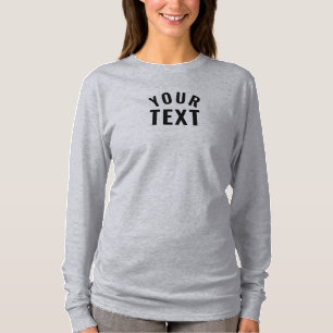 T-shirt Texte simple Modèle femmes long manches gris
