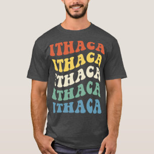 T-shirt Texte Vintage rétro Ithaca New York Hippie Wavy
