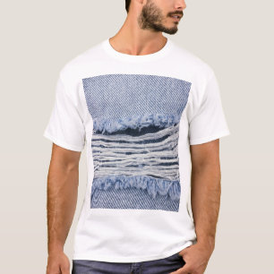 T-shirt Texture de jean bleu clair torn
