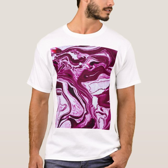 T-shirt Texture de marbre magenta : Art Abstrait des fluid (Devant)