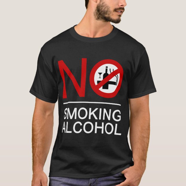 T-shirt ⚠ thaïlandais de signe de ⚠ non-fumeurs d'alcool (Devant)