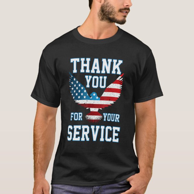 T-shirt Thank You for your Service Patriotic Eagle Veteran (Devant)