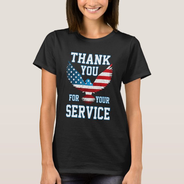 T-shirt Thank You for your Service Patriotic Eagle Veteran (Devant)