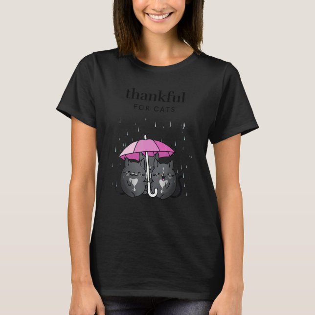 T-shirt Thankful for Cats Women's Thanksgiving Tuxedo Cat  (Devant)