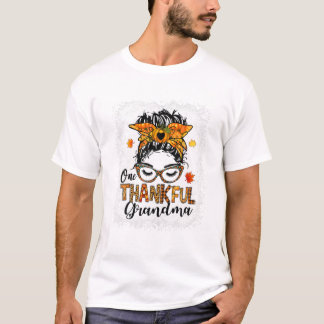 T-shirt Thankful Grandma Messy Bun