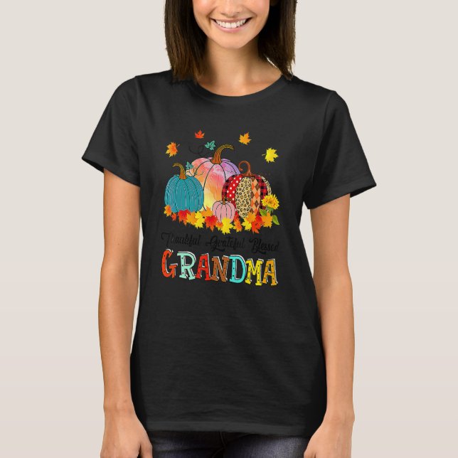 T-shirt Thankful Grateful Blessed Gramma Pumpkins Thanksgi (Devant)