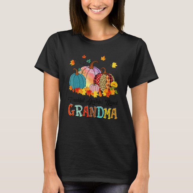 T-shirt Thankful Grateful Blessed Grandma Pumpkins Thanksg (Devant)