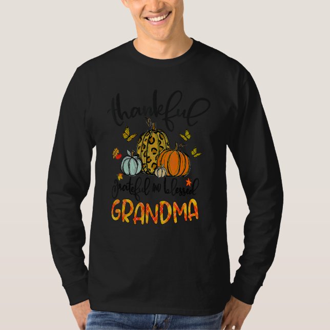 T-shirt Thankful Grateful Blessed Grandma Pumpkins Thanksg (Devant)