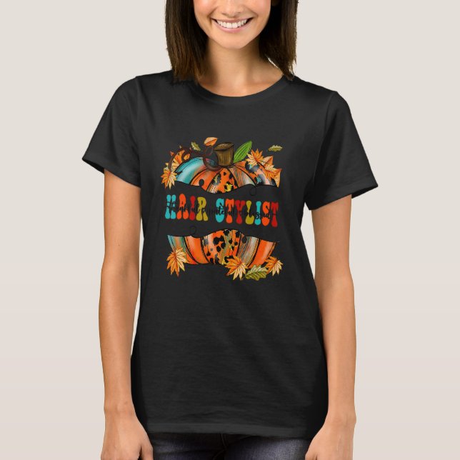 T-shirt Thankful Grateful Blessed Hair Stylist Pumpkin Aut (Devant)