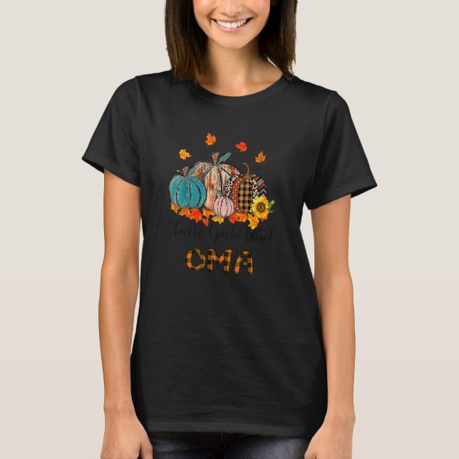 T-shirt Thankful Grateful Blessed Oma Pumpkins Thanksgivin (Devant)