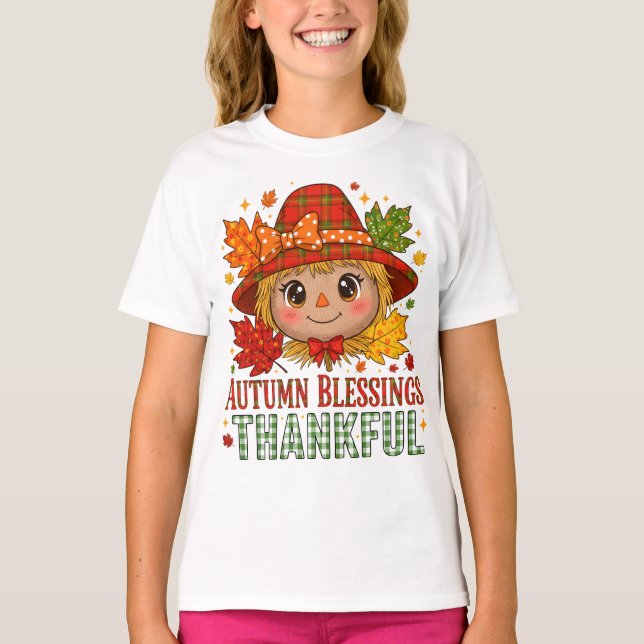 T-shirt Thankful Scarecrow Fall Sweatshirt – Cute Autumn (Devant)