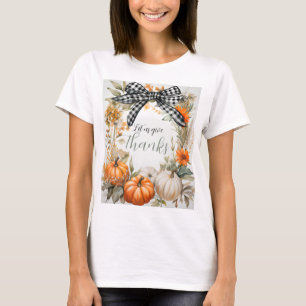 T-shirt Thankgiving noir et blanc Plaid Bow