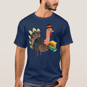 T-shirt Thanksgiving Automne Bibliothécaire Lecteur Funny