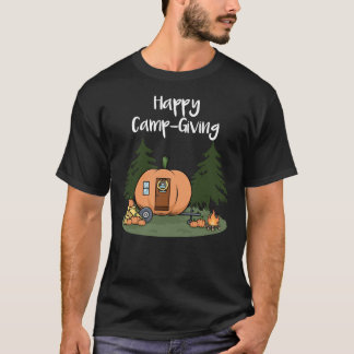 T-shirt Thanksgiving Camping Citrouille Pie Turquie Campfi