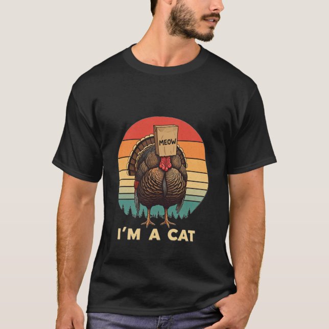 T-shirt Thanksgiving Cat MeowFunny Turquie Fake Cat (Devant)