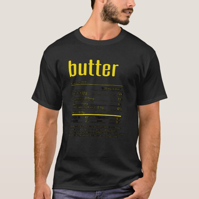 T-shirt Thanksgiving Christmas Butter Nutritional Facts  (Devant)