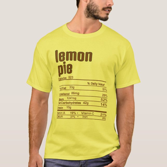 T-shirt Thanksgiving Christmas Lemon Pie Nutrition Fact (Devant)