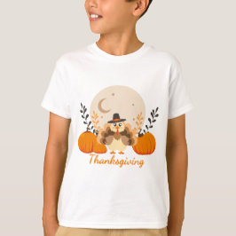 T-shirt Thanksgiving Cute Fall Turkey Orange Pumpkins
